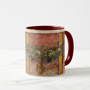 ANTIK ROMERSK FRESK, SATYR MASK, GIRLAND, FRUKTER MUGG