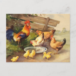 Antik rooster hönor och kycklingar Country postkor Vykort