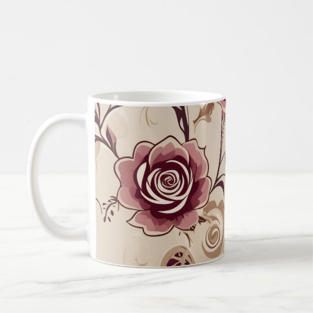 Antik Ros Botanisk Kaffemugg (Vänster)
