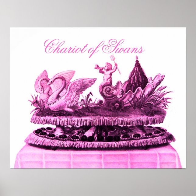 ANTIK ROSA SVANAR OCH CUPCAKES VAGN POSTER (Framsidan)