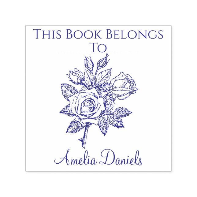 Antik rosen exlibris självfärgande stämpel (Design)