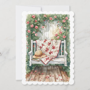 Antik Rosen Svängstol med Quilt Charme Tack Kort