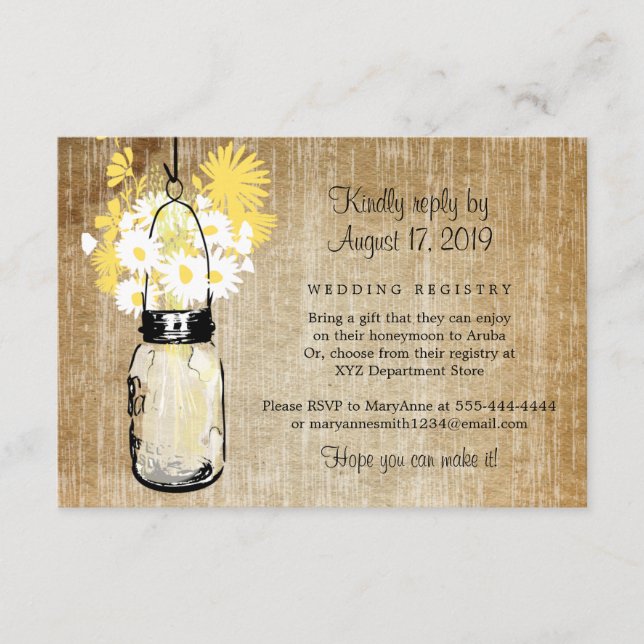 Antik rustic masonkruka tusenskönor vildblommor tilläggskort (Framsida)