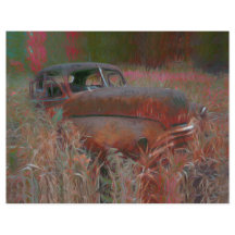 Antik Rustik Brun Rosa Bil Gammal Antik Konst