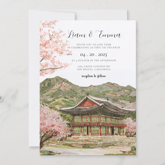 Antik Sakura Japansk Körsbärsblom Wedding Inbjudningar (Framsida)
