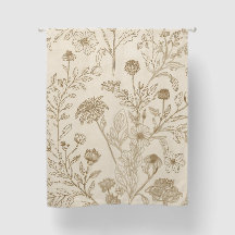 Antik Sepia Botanisk Linje Konst Blommig Mönster