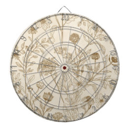 Antik Sepia Botanisk Linje Konst Blommig Mönster Darttavla