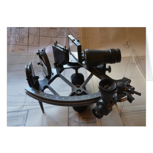 Antik Sextant Hälsningskort (Framsidan Horizontal)