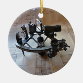 Antik Sextant Julgransprydnad Keramik