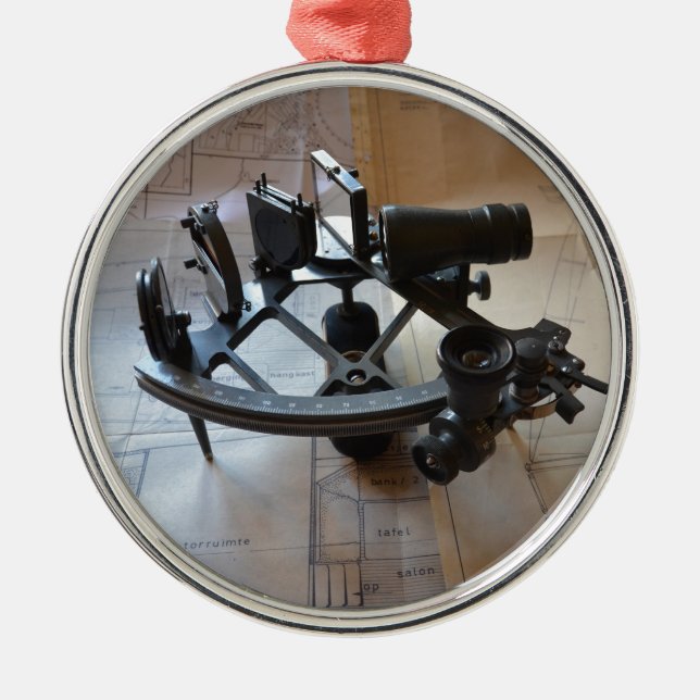 Antik Sextant Julgransprydnad Metall (Framsidan)