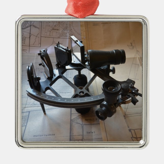 Antik Sextant Julgransprydnad Metall (Framsidan)