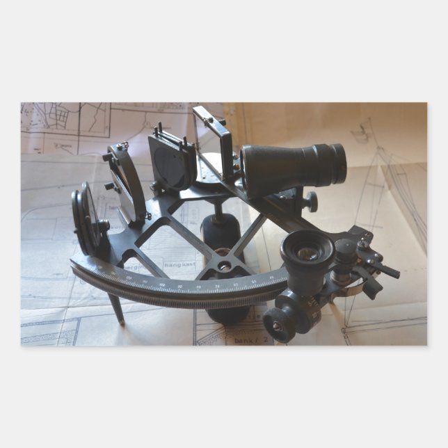 Antik Sextant Rektangulärt Klistermärke (Framsida)
