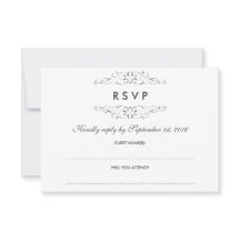 Antik silver-utsmyckad bröllops-RSVP
