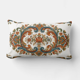 Antik Skandinavisk Rosemåleri Blommönster Lumbarkudde