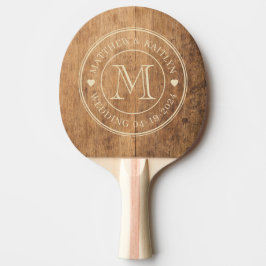 Antik Skärbräda Bröllopsmonogram Hjarta Pingisracket