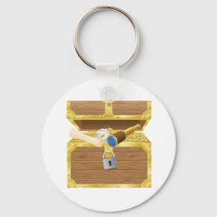 Antik skattbröstkorg Keychain Nyckelring