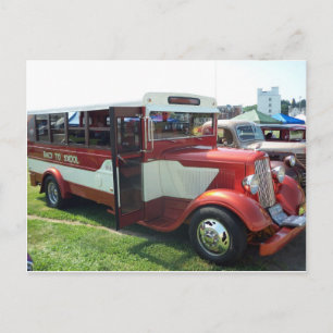 Antik skolbuss vykort