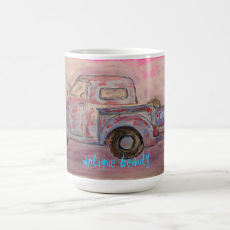 antik skönhetsblå patina lastbil kaffemugg
