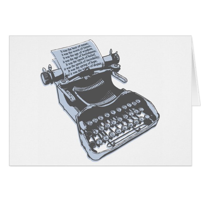 Antik skrivmaskin hälsningskort (Framsidan Horizontal)