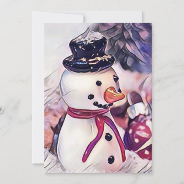 Antik snöman i snö teckning inbjudningar (Framsida)