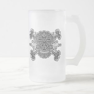 Antik sockerskalle & Crossbones II Frostat Ölglas