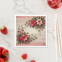 Antik spets blomsterlig poinsettia kant decoupage