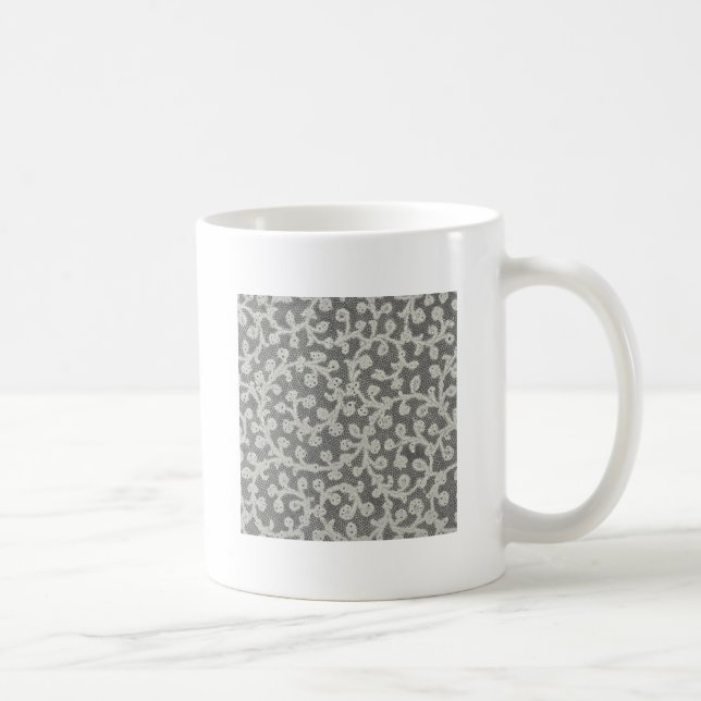 Antik spets linne vit klassisk söt bröllopsdekor kaffemugg (Höger)