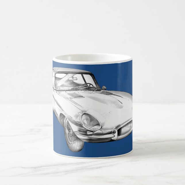 Antik sportbilillustration 1964 för jaguar XKE Kaffemugg (Center)