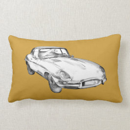 Antik sportbilillustration 1964 för jaguar XKE Lumbarkudde