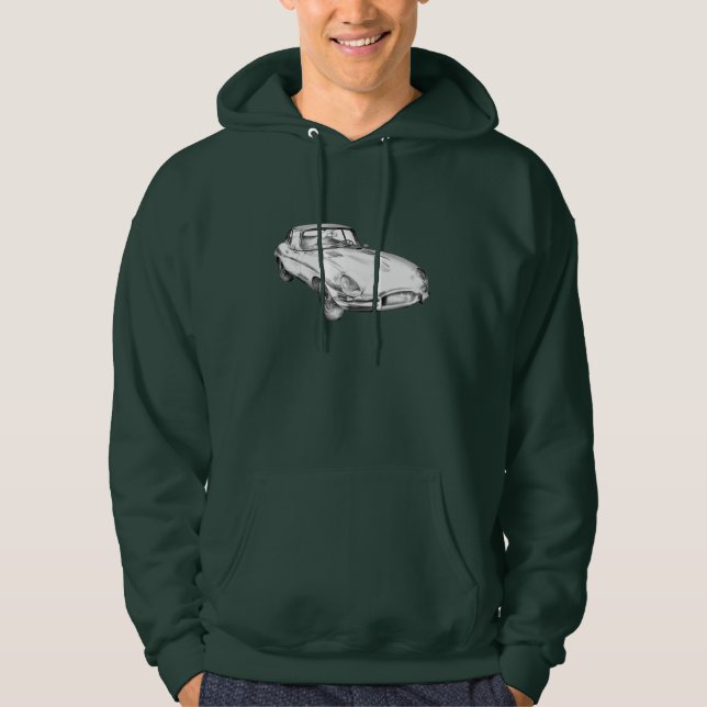 Antik sportbilillustration 1964 för jaguar XKE Sweatshirt Med Luva (Framsida)