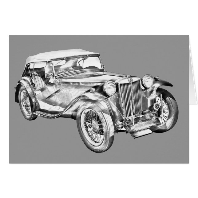 Antik sportbilillustration för Mg Tc Hälsningskort (Framsidan Horizontal)