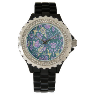 Antik stil blommor och fåglar mönster armbandsur