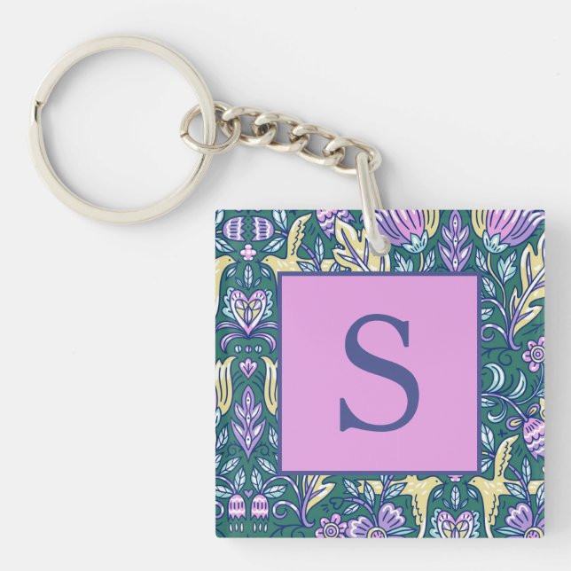 Antik stil blommor och fåglar mönster monogram (Framsidan)