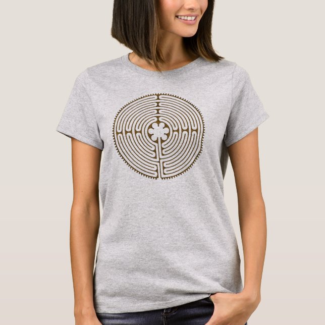 Antik stil för Chartres labyrint + dina idéer Tee (Framsida)