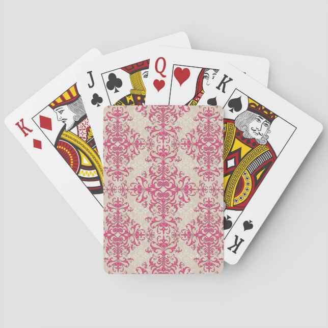 Antik stil Viktoriansk Tapet Damask Konst Casinokort (Baksidan)