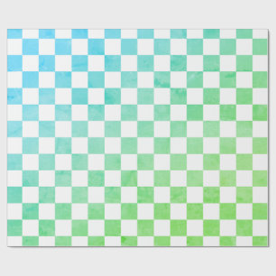Antik stil vit blå och grön schackbräda presentpapper