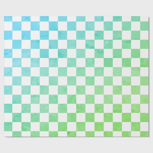 Antik stil vit blå och grön schackbräda  presentpapper (Platt)