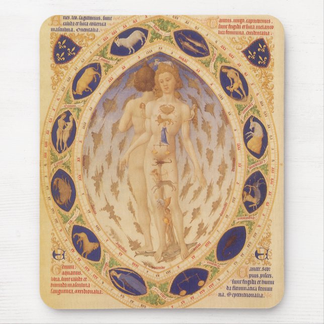 Antik stjärnkarta med Zodiaken, Vintage astrologi Musmatta (Framsidan)