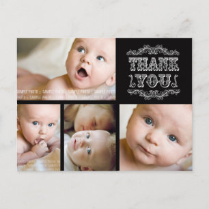 ANTIK SVARTVIT FOTOGRAF Baby Tack Kort