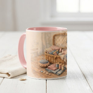 Antik Sybaskett Cottagecore Pastellfärger Mugg