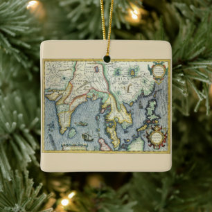 Antik sydostasiatisk karta av Mercator / Hondius Julgransprydnad Keramik
