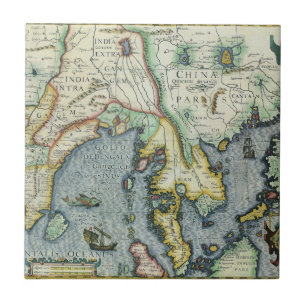 Antik sydostasiatisk karta av Mercator / Hondius Kakelplatta