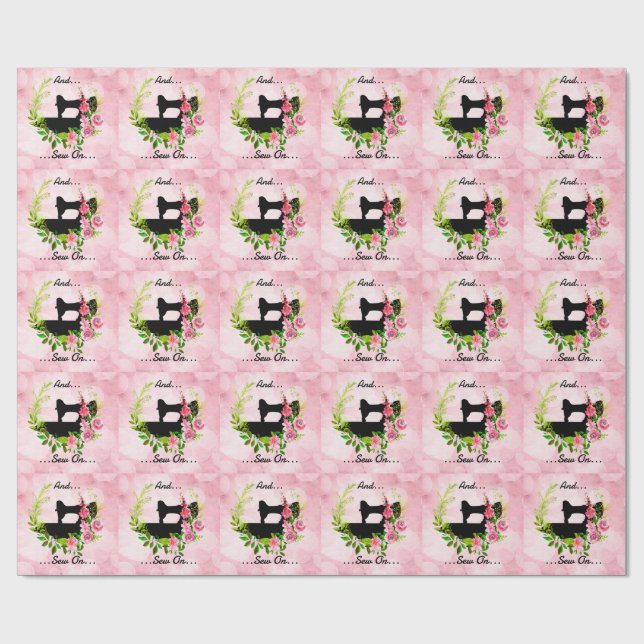 Antik symaskin Quilting Hantverkstema Presentpapper (Platt)