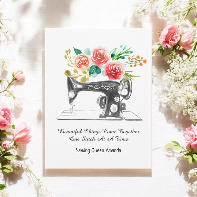 Antik symaskin svartvitt vykort (Skapare uppladdad)