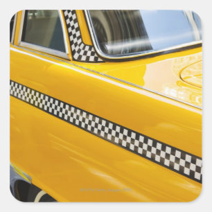 Antik taxi fyrkantigt klistermärke