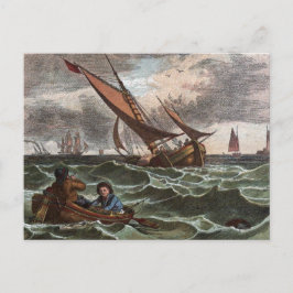 Antik teckning: Storm på havet Vykort