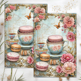 ANTIK TEKOPP OCH MACARONS DECOUPAGE