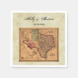 * Antik Texas-karta #1, slitna BG #3 Pappersservett