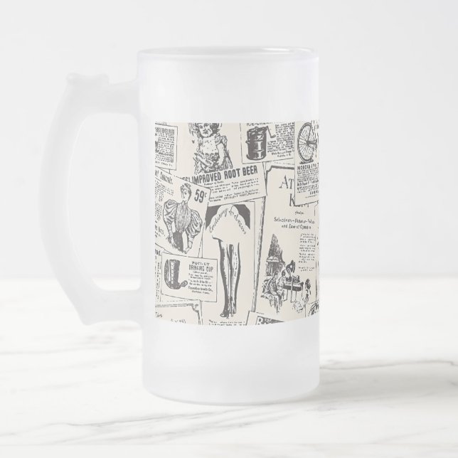 Antik tidning  frostat ölglas (Vänster)