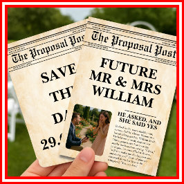 Antik Tidning Retro Rustik Foto Spara Datum Inbjudningar